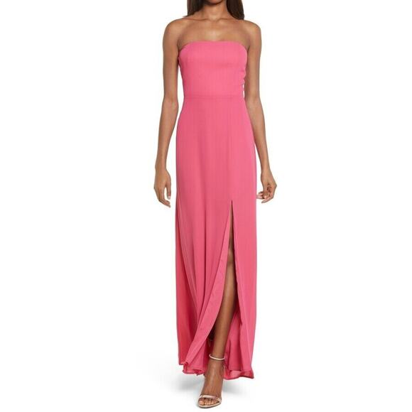 WAYF NEW $138 Loren Convertible Strapless Maxi Sheath Dress in Flamingo Large - Picture 1 of 5